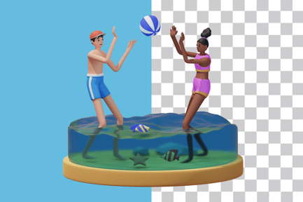 Preview: Couple Play Ball on the Beach Sea