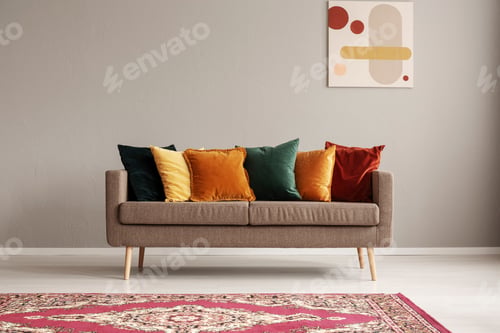 Modern Interior Design Featuring Couch and Abstract Art