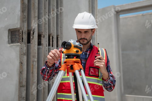 Preview: Civil or construction engineer using a survey camera, or an engineer with an auto level camera.