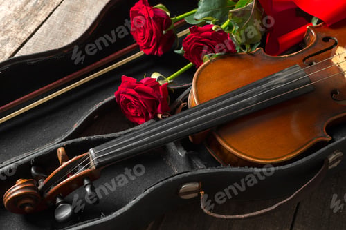 Preview: Red roses and a violin