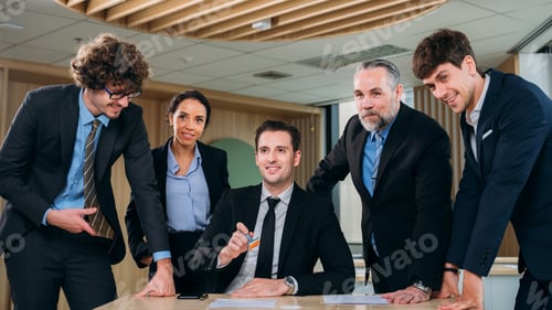 Preview: Portrait of Executives in Formal Attire Mark a Momentous Business Partnership.