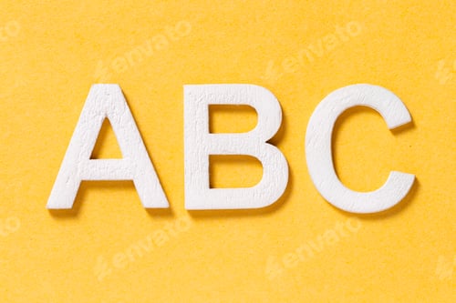 Preview: ABC letters of the alphabet, isolated on yellow background