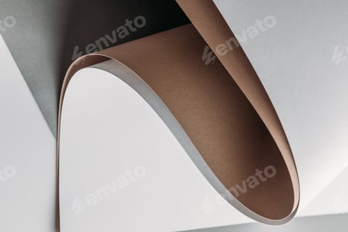 Preview: blank white, brown and grey paper sheets, abstract background