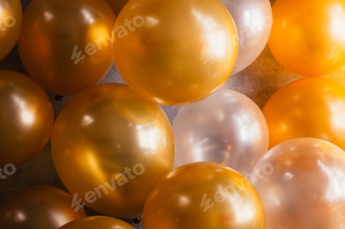 Preview: Close up and abstract of vintage white and gold balloons for background and texture