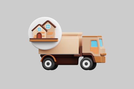 Preview: Cartoon moving truck with houses