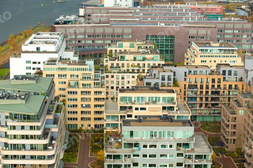 Preview: Netherlands, Aerial view of residential district