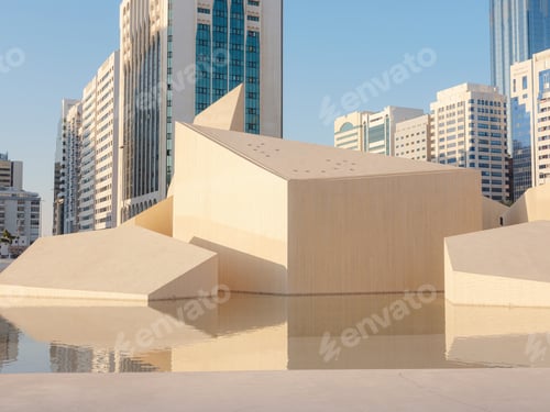 Preview: A city skyline in Abu Dhabi with a modern-looking park