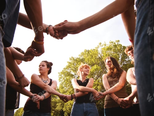 Preview: large group of friends enjoying a summer day at the park, back to school