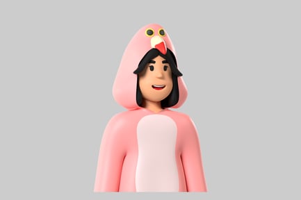 Visualização: Personagem de avatar de fantasia de flamingo