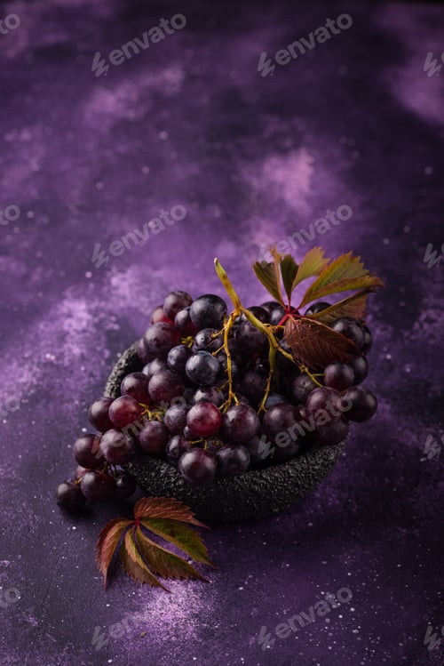Preview: Purple grapes on violet background