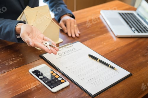 Preview: agent getting keys to customer new house