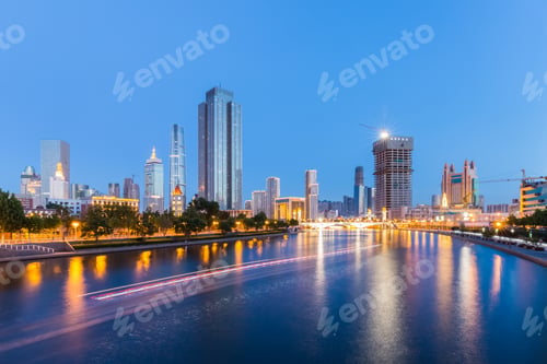 Preview: tianjin cityscape of night scene