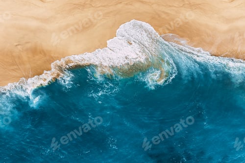 Preview: Blue ocean and clean sandy beach. Beautiful sea and wild beach with yellow sand