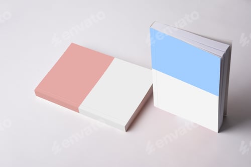 Preview: Softcover books next to each other, mock-up template ready for design
