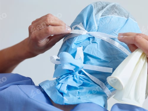 Preview: Surgeon putting on surgical mask