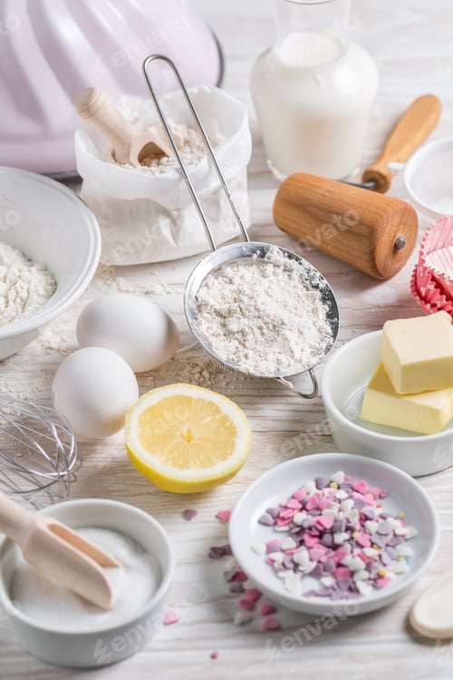 Preview: Baking ingredients for Christmas cookies, cupcakes or sweet pie