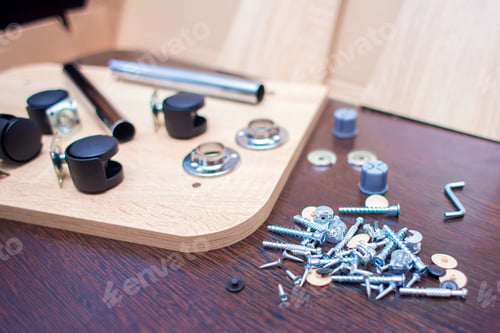 Preview: Fasteners for collecting furniture. A set of fasteners for assembling a table