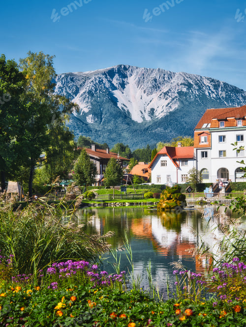 Preview: Puchberg am Schneeberg Village with Lake and Mountain View, Austria