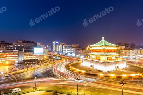 Preview: xian bell tower at night