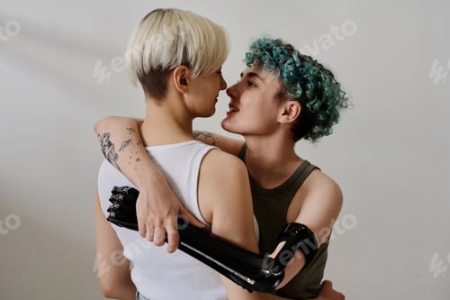 Preview: Lesbian couple giving hug to each other