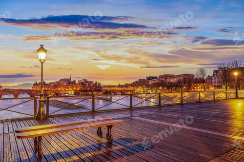 Preview: River Seine with Pont des Arts at sunrise in Paris