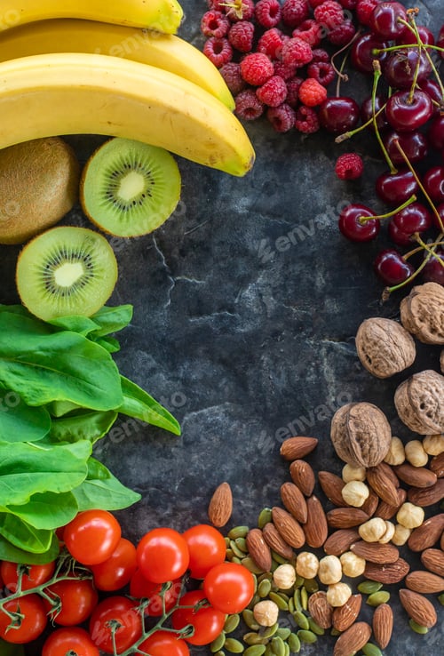 Preview: Foods containing melatonin on a beautiful background. Selective focus.