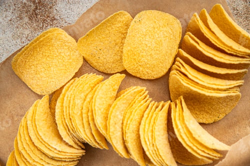 Preview: potato chips fast food fresh tasty food dish delicious gourmet food background on the table rustic