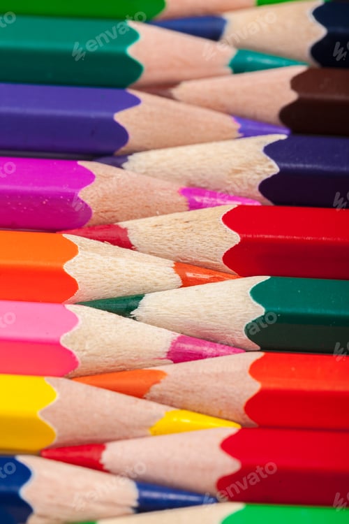 Preview: Education or back to school Concept. Close up macro shot of color pencil