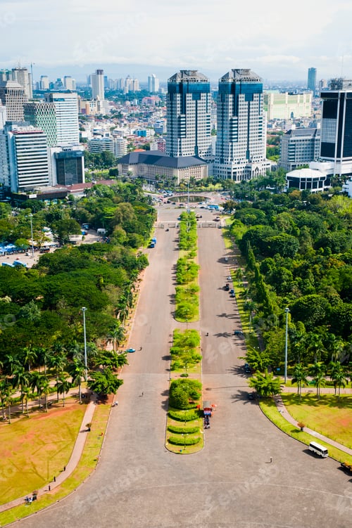 Preview: Jakarta city skyline from Monas, the national monument, Java, Indonesia, Asia, Asia