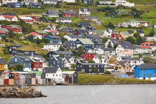 Preview: Picturesque colorful village of Vestmanna in Feroe islands. Denmark
