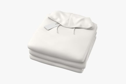 Preview: Folded White Hoodie Stack with Tag