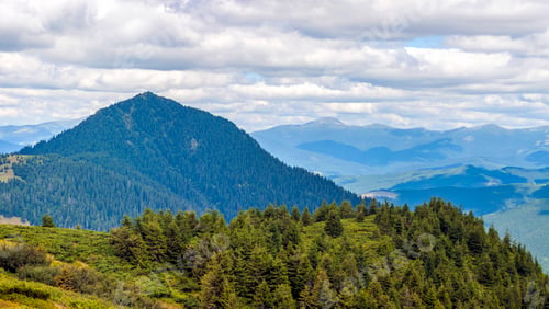 Preview: Panorama of Carpathian mountains in summer sunny day