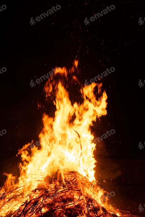 Preview: Top of a bonfire burning in the night