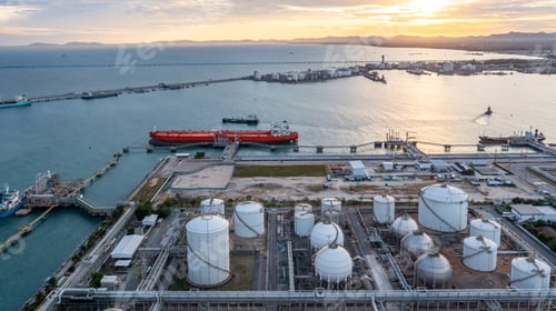 Preview: Aerial view oil terminal industrial facility storage tank oil and petrochemical products.