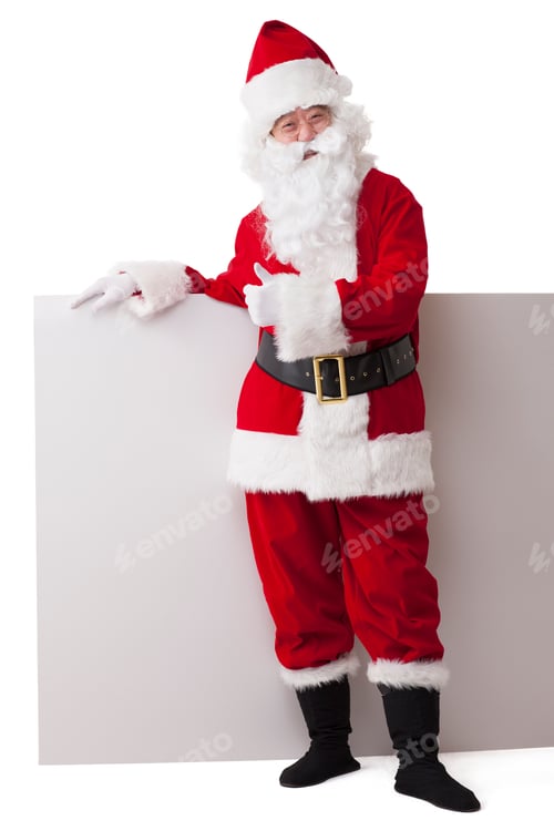 Preview: Santa Claus with blank whiteboard