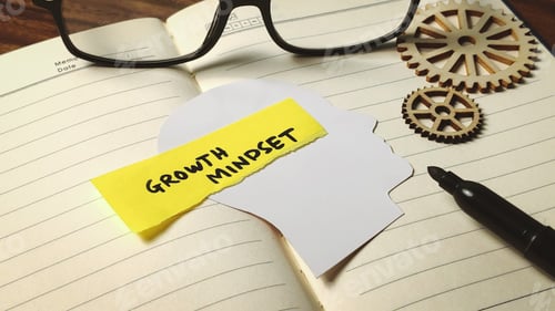 Preview: Developing a Growth Mindset: Mental Concept on Paper Head Silhouette with Gears