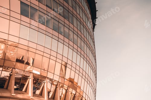 Preview: Side view of fragment of business skyscraper
