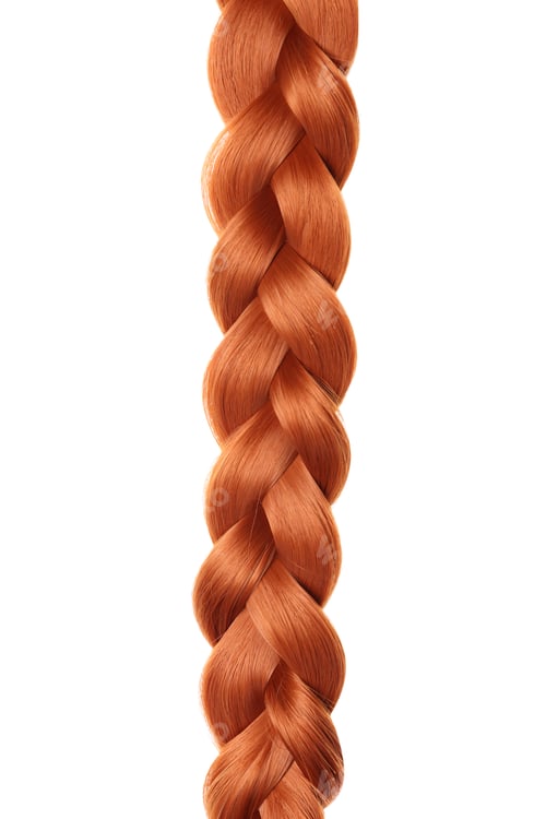 Preview: Beautiful long braid on white background. Healthy hair