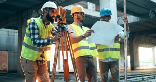 Preview: Portrait of construction engineers working on building site
