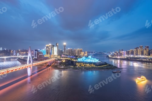 Preview: Chongqing Jiangbeizui cityscape in nightfall