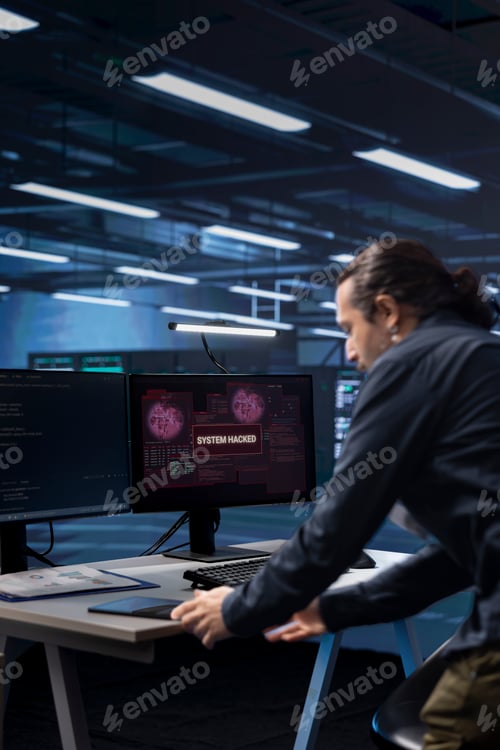 Preview: Employee in server room frightened by hacking attack