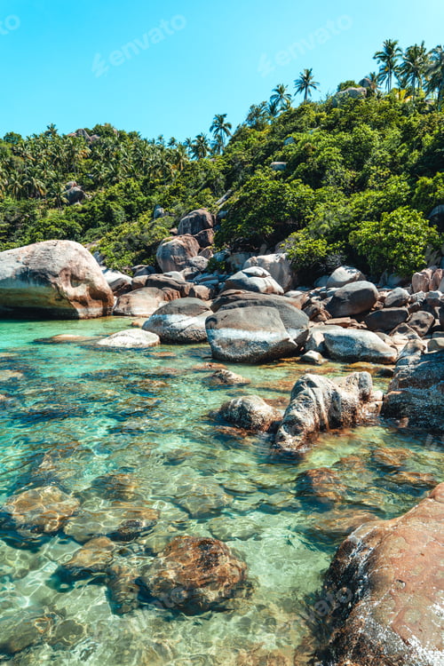 Preview: View of the bay and rocks on the island,Shark Bay Koh Tao