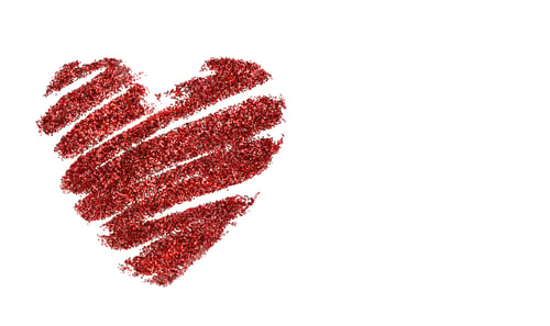 Preview: Glitter heart isolated on white background.