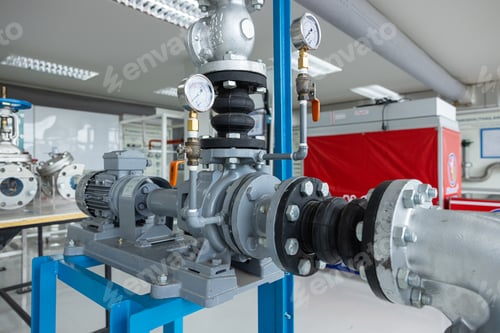 Preview: Assembly of water pumps, valves and industrial pipes in factories