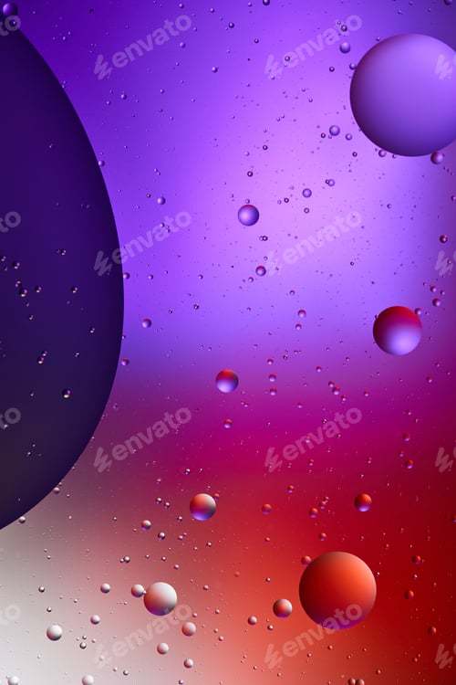 Preview: spectacular abstract purple and red color texture from mixed water and oil bubbles