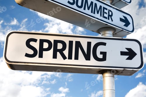 Preview: Spring Direction Sign On Sky Background