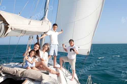 Preview: Happy multi-generation family on a sailboat