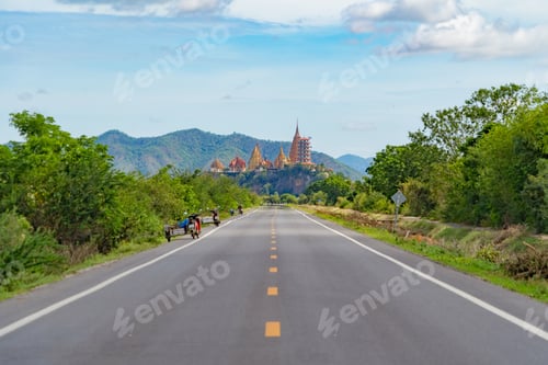 Preview: Temple in Thailand. Thai architecture building. Famous tourist attraction landmark.