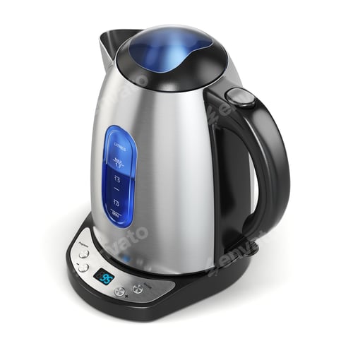 Preview: Stainless electric kettle isolated on white.
