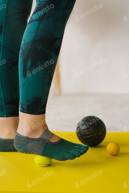 Preview: Massage of Women's Feet with a Massage Tool Ball for Myofascial Therapy